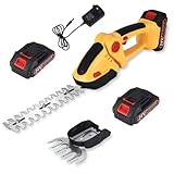 Elektrische Gartenschere Akku Heckenschere 21V Akku-Gartenschere 2-in-1 Strauch- und Grasschere mit 2 Akku