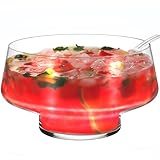 Xeiwagoo Glas-Punchschale mit Schöpfkelle und Fuß, einzigartiges Design, für Partys, stabiles und schweres großes Bowle-Set für Tafeldekoration, transparent, 2,5 Gallonen, 8,9 l, 1 Stück