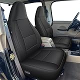 AOMSAZTO Sitzbezüge für Jeep Wrangler 1991–1995, passgenaues Set, Kunstleder, Autositzbezüge, komplettes Set, Schwarz
