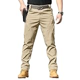 Herren Baumwolle Cargohose Elastische Taille mit Kordelzug Hosen mit Multi-Taschen, Casual Einfarbige Jogginghose Slim Fit Trainingshose Freizeithose Schlupfhose