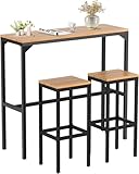 UNIONLINE 3-TLG. Gartenbar-Set, Outdoor Bartisch Gartenmöbel Set mit Höhe Tisch und Stühle und 2 Barhockern Patio Pub Bar Set für Balkon