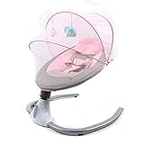 Rosa Babywippe Elektrisch, Baby Schaukel Elektronisch mit 4 Einzigartigen U-förmigen Bewegungsgeschwindigkeiten, 72 * 68 * 53 cm, Bluetooth-Schaukel, Geeignet für Babys von 2 bis 12 kg, 0-10Monate