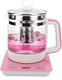 Gesundheitskanne, vollautomatischer elektrischer Wasserkocher, große Kapazität von 1,8 l, dickes Glas, multifunktionales Design, perfekt für die Zubereitung von Tee A,Pink