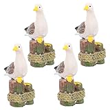 Veemoon Kleine Möwe Figur Aus Harz – 4er Set Garten Deko Skulpturen Für Mikrolandschaften - Nautische Dekoration Und Miniatur Tierfiguren Für Den Garten Oder Die Wohnung