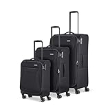Travelite 4-Rad Koffer Set Weichschale, Größen L/M/S, Serie Chios Trolley Set in Zeitloser Optik, Handgepäck erfüllt IATA Bordgepäck Maß