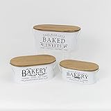 Gerson International Metallbehälter 'BAKERY' mit Holzdeckel, 49,0 cm Länge, 3 Stück, 2629570