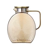 Xistuoz Glas-Wasserkrug | Glaskrug mit Deckel, 2,5 l, Wasserbehälter, Kühlschrank-Wasserkocher mit Edelstahldeckel für heiße Getränke, Säfte, Milch, Kaffee, Küche, Theke, Arbeitsplatz, Garten