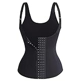 Taillentrainer für Damen, zum Abnehmen, Übergröße, Unterbrust-Push-Up-Sauna-Weste, Workout, Schweißgürtel, Bauchkontrolle, Tank-Tops, Bodysuit für Bauch-Fitnessübungen, 01 black, 36