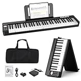 LEKATO Faltbares Klavier mit 61 Tasten, Full Size Semi Weighted Keyboard Tragbarer Klaviertastatur mit USB, MIDI, Bluetooth, Klaviertasche, Klavierpedal, für Anfänger Erwachsener Kind