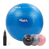 KM-Fit Gymnastikball 55cm | Trainingsball mit Luft-Pumpe | Sitzball Büro Anti-Burst | Ball für Fitness, Yoga, Gymnastik, Core Training | Pezziball Yogaball BPA-Frei | Blau
