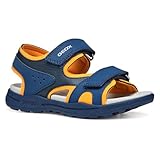 Geox J VANIETT Boy C Sandal, Navy/Orange, 27 EU