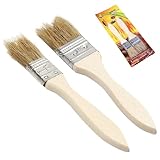 2 Stück Backpinsel Küchenpinsel Naturborsten Kochpinsel BBQ Pinsel Hitzebeständig Grillpinsel Backen Basting Ölpinsel mit Langem Holzgriff für Fleisch Gebäck Rühren Kochen