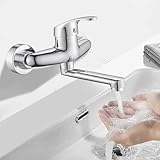 Wandmontierte Küchenarmatur,Wasserhahn Küche Wandmontage,Wandarmatur mit Schwenkauslauf 17.5cm,Einhebelmischer mit 360° drehbarem,für Badezimmer, Küche