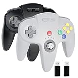 miadore 2-Pack Wireless USB N64 Controller, 2.4G USB Gamepad Joystick für Windows PC, MAC, Raspberry Pi und Switch (schwarz/grau)