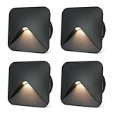 JNR 4 Pack LED Treppenbeleuchtung,3000K Warmweiß Treppenstufenbeleuchtung Innen/Außen,IP54 Wandeinbauleuchte Treppenlicht für Treppen Wänden