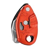 PETZL - Sicherungsgerät GRIGRI - Blockierunterstützung durch Klemmnocken, RED/ORANGE, Kompatibel mit Allen dynamischen Einfachseilen von 8,5 bis 11 mm