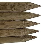 Garmix Holzpfosten Holzpfahl Zaunpfosten Zaunpfahl Gartenzaun 6cm Grün/Braun imprägniert (Braun 100cm)