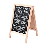 Aufsteller Kreidetafel: Faltbare Werbetafel, Klein Mit Holzständer, Magnetische Holztafel Schreibtafel für Cafés, Restaurants, Geschäfte, Bars, Partys, Hochzeiten (25 x 40 cm)