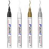 ANYUKE 4 Permanent Marker Wasserfest Stift: 2-3 mm Trocknen Schnell Lackstift Glasmalstifte,Farben der Wasserfester Stift Umfassen:Schwarz,Weiß,Gold,Silber,für Stein,Glas,Holz,Reifen,Metall,Papier usw