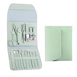 Maniküre Pediküre Set 16-teiliges, Nageletui Damen Männer, Rostfreier Stahl Nagelschere Set, Nagelknipser Kit Nagel Schere Nagelpflege Fingernagel Pflege Set für Reise(Grün) (Grün 1)