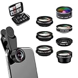 7-in-1-Objektiv-Set für Handy, 0,63 x Weitwinkel, 15 x Makro, 198 ° Fisheye, 2 x Portrait, CPL, Kaleidoskop-Objektiv, Starlight-Objektiv, 7-in-1 Smartphone-Objektiv