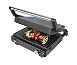 Silva Schneider grill 200 Kontaktgrill | 1500-1800W | Abnehmbare Grillplatten | Stufenlose Temperatureinstellung | 210°C Max | Herausnehmbare Tropfschale, Schwarz