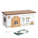 Generico Aufbewahrungsbox für Ladegerät – Kabelmanagementstation aus Holz, Kabinendesign, rustikale Kabel mit Loch hinten, Schreibtisch-Aufbewahrungsbox für Telefon TV Garage Handwerk Zuhause