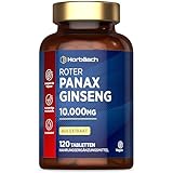 Panax Ginseng Extrakt 10.000mg | 120 Korean Ginseng Tabletten | Vegane | Hochdosierte Ginsenoside | Horbaach