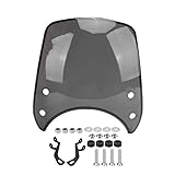 Retro Motorrad Windschutzscheibe, PC Material Windshield Windabweiser, Universal Spoiler Deflektor für 5-7 Zoll Motorrad Vordergabel Zubehör(Grau)