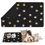 Napfunterlage Hunde Katzen 50x30cm, Saugfähige Kieselgur Futtermatte Katzen mit Silikon Rutschfester Unterseite, Wasserdicht Hundenapf Unterlage, Ideal für Futter und Wassernäpfe