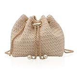 Damen Sommer Strand Beuteltasche, Häkeltasche den Sommer Stroh, Strohtaschen Handtaschen, Böhmische Retro Gewebte Schulterbeutel, Geeignet für Strände, Urlaub, Dating und Alltag