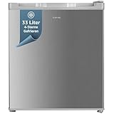 homeX Mini Gefrierschrank, Gefriertruhe klein - 33L Nutzinhalt, 4-Sterne Gefrierbox, freistehend, kompakte Tiefkühltruhe, Mini Freezer mit Temperaturregelung, kleiner Tiefkühlschrank, leise, silber