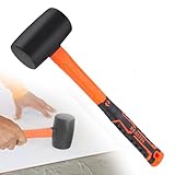 REALTEK Gummihammer Schwarz, 450g, Rutschfestem Stoßdämpfendem Fiberglasstiel, Gummi Hammer für Indoor und Outdoor Fliesen, Ziegel, Zeltpflöcke, Durchmesser 65 mm