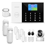 PGST Alarmanlage Haus,WiFi + 4G Wireless Home Einbrecher Alarmanlage Kit Tuya Smartlife APP, mit Kamera Sirene Fenster Türsensor Bewegungsmelder RFID