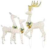 Acunny Garten Rentier Stecklicht - 3-Teilige Festliche Beleuchtung für Wegedekoration | Außen Beleuchteter Rentier Pfahl | Für Garten Hof Gartenweg Terrasse Bürgersteig Bauernhaus Themenparty