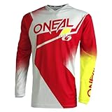 O'NEAL | Motocross-Jersey Langarm | MX Enduro | Gepolsterter Ellbogenschutz, V-Ausschnitt, atmungsaktiv | Element Jersey Racewear V.22 | Erwachsene | Rot Grau Neon-Gelb | Größe M
