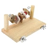 TOYANDONA Vogelkäfig Sitzstange aus Holz mit Kauspielzeug und Perlen Papageien Spielplattform für Wellensittich und Nymphensittich Einfach zu Montieren Erhöhte Zufällige Zufällige Farbe