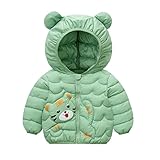 Puffy Jagdjacke, Kleinkind, Kinder, Baby, Jungen, Mädchen, Winter, Daunenmäntel, niedliche Ohren, Mäntel mit Kapuze, leichte Jacke, Oberbekleidung, Jungen, Jacken, Mäntel, grün, 2-3 Years