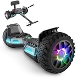 SISIGAD Scooter mit Sitzbefestigung, 8,5' Hoverboard Go Kart Combo mit bunten LED-Lichtern & Bluetooth, für Kinder Jungen Mädchen Erwachsene aller Altersstufen