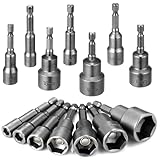 14 Stück Steckschlüssel Set, 6-19mm Magnetisches Stecknuss Nuss Adapter 1/4 Zoll, Steckschlüsseleinsätzefür Bohrer Akkuschrauber
