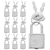 Niedliche Mini-Vorhängeschlösser mit Schlüsseln, kleines Gepäckschloss mit Schlüsseln, kleines Vorhängeschloss, silberfarben, Kofferschloss für Schmuckkästen, Reiserucksack, Dekoration, 10 Stück