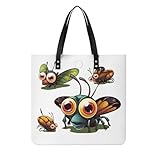 Kunstleder-Hängetasche für Damen, Cartoon-Insekten-Druck, große Lederhandtaschen und Handtaschen für Arbeit, Dating, Reisen, Einkaufen, Cartoon-Insekt, 39x39cm