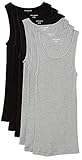 Amazon Essentials Herren Ärmellose Unterhemden, 6er-Pack, Grau Meliert/Schwarz, XL