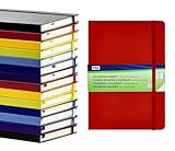 TSI Notizbuch A5, kariert, Farbe rot, 192 Seiten, mit Innentasche, Lesezeichen, Elastischer Verschluß, Art. Nr. 63555-RT