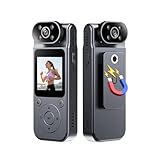 Camnoon 1080P-Körperkamera mit Audio und Video, 180° drehbares Objektiv, Infrarot-Nachtsicht Videokamera mit magnetischem Rückclip, 1400mAh Akku für Strafverfolgung, Lieferung, Sport, Reisen
