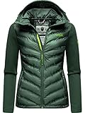 Navahoo Damen leichte Übergangsjacke Steppjacke mit Kapuze Nimm Mich Mit Dark Green Gr. M