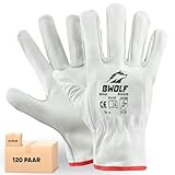 BWOLF MANA 12/60 Paar Arbeitshandschuhe Leder Arbeitshandschuhe Herren, dornenfest, reißfest mit elastischem Handgelenk (10, 12 stück)