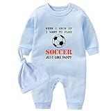 culbutomind Baby Zwillinge Strampler Body Junge Mädchen Fußball Wie Papa Fun Baby Geschenke Geburt Lustig Babykleidung(Blauer Fußball, 50)
