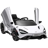 AIYAPLAY Kinder Elektroauto 12 V Kinderauto mit 2,4G Fernbedienung, MP3 Musik, Elektrofahrzeug mit Hupe, Lichten, Flügeltüren, Sanftstart, 3-5 km/h, für 3-6 Jahre Kinder, Weiß
