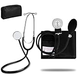 Blutdruckmessgerät Manuell, Blutdruckmanschette Oberarm with Stethoskop, Blutdruckmessgerät Oberarm Manuell mit Tasche, Ideal für Rettungsdienst, Arzt, Praxis, Familie & Senioren